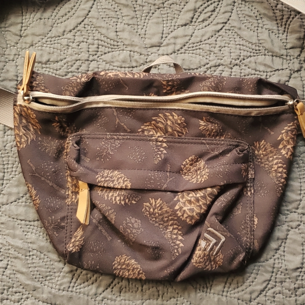 Brown & Tan Around-the-Waist or Shoulder Bag. 13"x8" New, Just the Right Size!